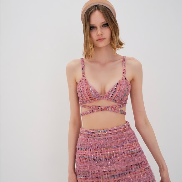 NWT For Love & Lemons Dionne Bra Top Bohemian Vibes Sz M & L Dusty Rose Multi - Picture 4 of 17